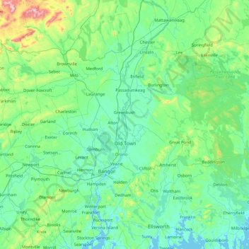 Penobscot River topographic map, elevation, terrain
