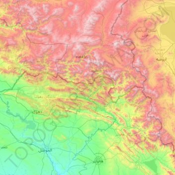 Great Zab River topographic map, elevation, terrain