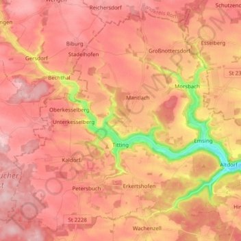 Titting topographic map, elevation, terrain
