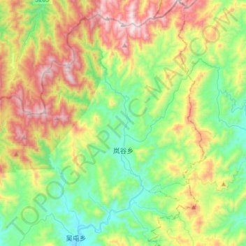 岚谷乡 topographic map, elevation, terrain