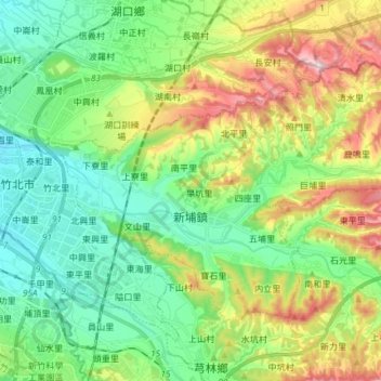 Xinpu topographic map, elevation, terrain