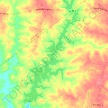 Lake Secession topographic map, elevation, terrain