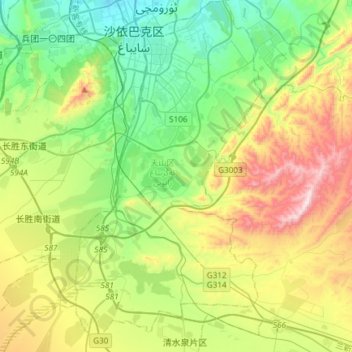Tianshan topographic map, elevation, terrain
