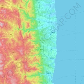 Okuma topographic map, elevation, terrain