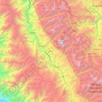 Yungay topographic map, elevation, terrain