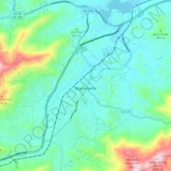 Waynesville topographic map, elevation, terrain