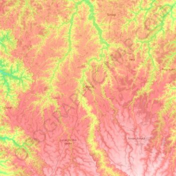 Sorriso topographic map, elevation, terrain