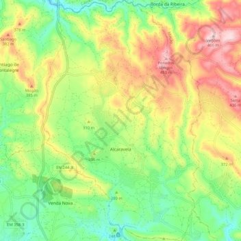 Alcaravela topographic map, elevation, terrain