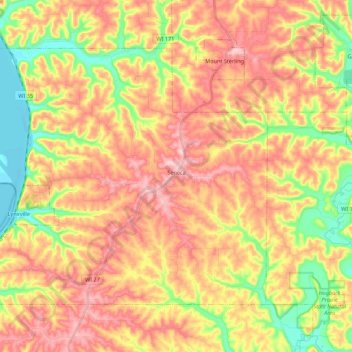 Town of Seneca topographic map, elevation, terrain