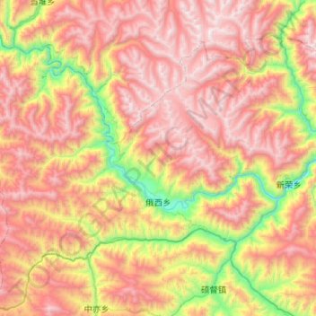 俄西乡 topographic map, elevation, terrain
