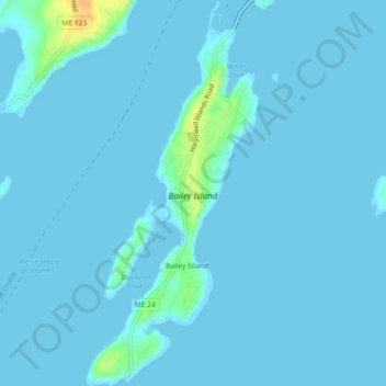 Bailey Island topographic map, elevation, terrain