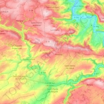 Condé-en-Normandie topographic map, elevation, terrain