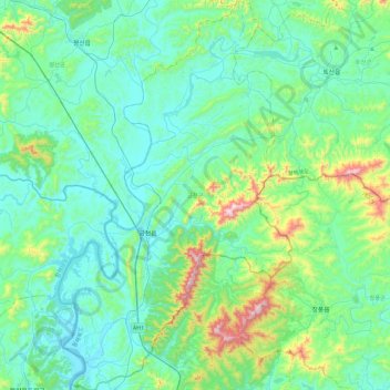 Kumchon County topographic map, elevation, terrain