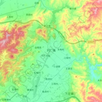 刘厂镇 topographic map, elevation, terrain