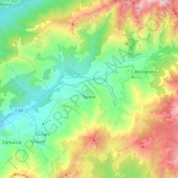 Tavera topographic map, elevation, terrain