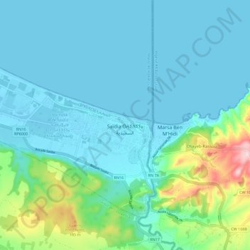 Saidia topographic map, elevation, terrain