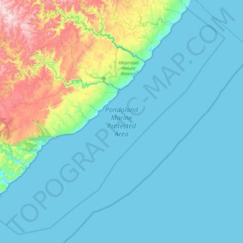 Pondoland Marine Protected Area topographic map, elevation, terrain