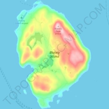 Blakely Island topographic map, elevation, terrain