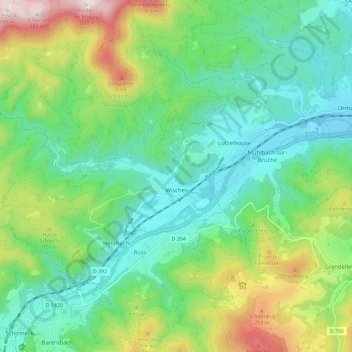 Wisches topographic map, elevation, terrain