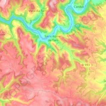 Saint-Rome-de-Tarn topographic map, elevation, terrain
