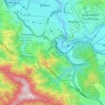 Ibaiondo topographic map, elevation, terrain