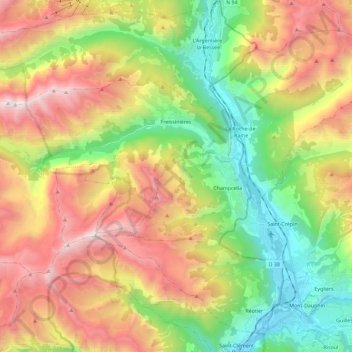 Freissinières topographic map, elevation, terrain