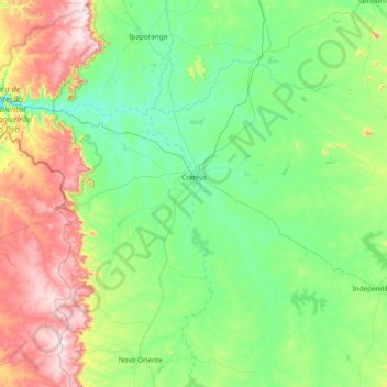Crateús topographic map, elevation, terrain