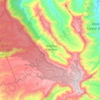 Alaka‘i Swamp topographic map, elevation, terrain