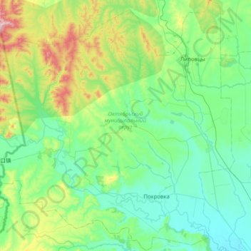 Октябрьский муниципальный округ topographic map, elevation, terrain