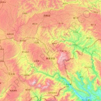 Malipo County topographic map, elevation, terrain