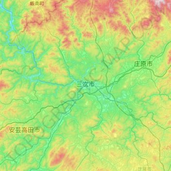 Miyoshi topographic map, elevation, terrain