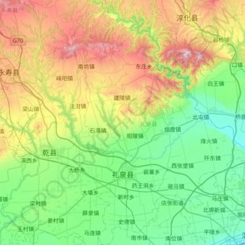 礼泉县 topographic map, elevation, terrain