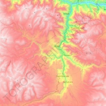 Santiago de Lucanamarca topographic map, elevation, terrain