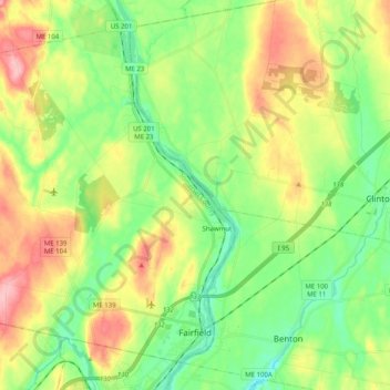 Fairfield topographic map, elevation, terrain