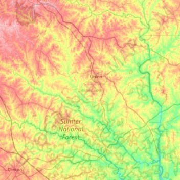 Union County topographic map, elevation, terrain