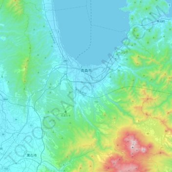 Aomori topographic map, elevation, terrain