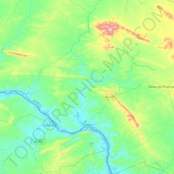 Traipu topographic map, elevation, terrain