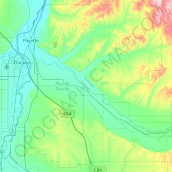 Payette County topographic map, elevation, terrain