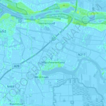 Mijnsheerenland topographic map, elevation, terrain