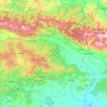 Karlovo topographic map, elevation, terrain