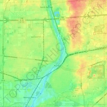 Aurora Township topographic map, elevation, terrain