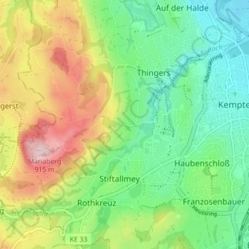 Rottach topographic map, elevation, terrain