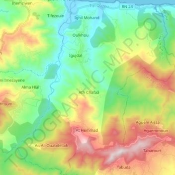 Aït Chafâa topographic map, elevation, terrain