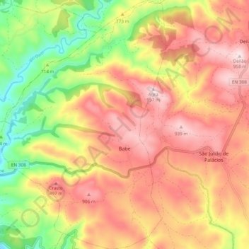 Babe topographic map, elevation, terrain
