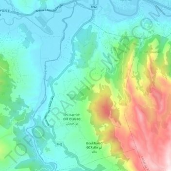 Bni Karrich topographic map, elevation, terrain