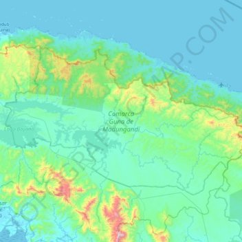 Comarca Kuna de Madugandí topographic map, elevation, terrain