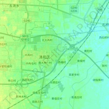 清苑镇 topographic map, elevation, terrain