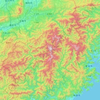 吉野郡 topographic map, elevation, terrain