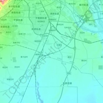 西韩岭乡 topographic map, elevation, terrain