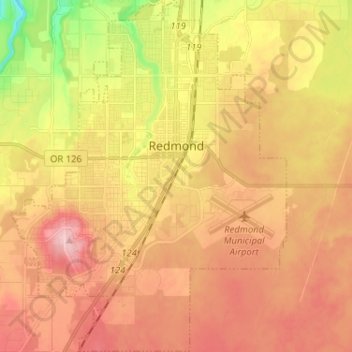 Redmond topographic map, elevation, terrain